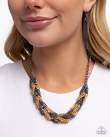 Braided Breakthrough - Black & Gold Necklace Paparazzi