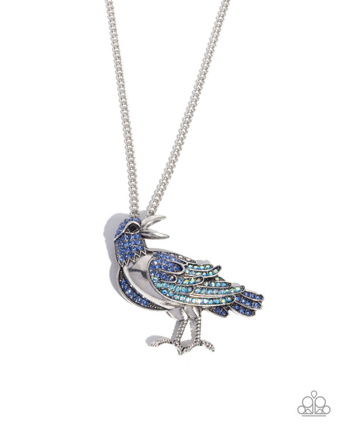 Radiant Raven - Blue Rhinestone Necklace Paparazzi