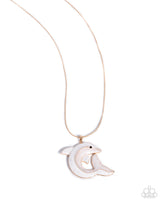 Dolphin Dive - Gold & White Necklace Paparazzi