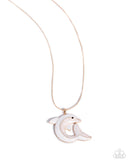 Dolphin Dive - Gold & White Necklace Paparazzi