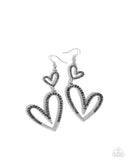 Power Couple - Silver Heart Earrings Paparazzi
