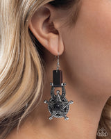 Western Warden - Black Sheriff's Star Pendant Earrings Paparazzi