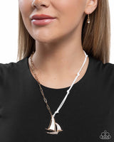 Sailboat Shimmer - White Necklace Paparazzi