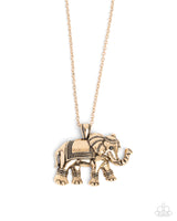 Elaborate Elephant - Gold Necklace Paparazzi