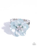 Pinched Petals -  Blue Floral Ring Paparazzi