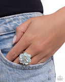 Pinched Petals -  Blue Floral Ring Paparazzi