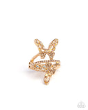 Fluttering Flamenco - Brown Butterfly Ring Paparazzi