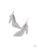 Wedding Shoes - White Bling Shoe Earrings Paparazzi