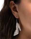 Wedding Shoes - White Bling Shoe Earrings Paparazzi