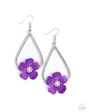 Tropical Teardrop - Purple Floral Earrings Paparazzi