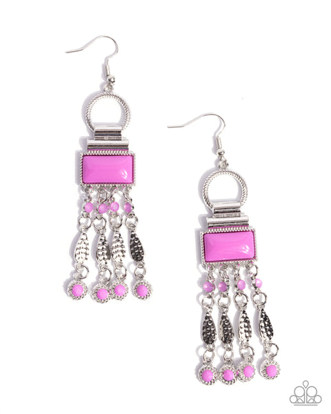 Complimentary Cascade - Purple Earrings Paparazzi