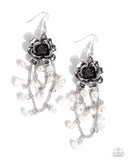 Carefree Cascade - White Rose Flower Earrings Paparazzi