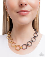 Mismatched Minuet - Gold & Gunmetal Necklace Paparazzi