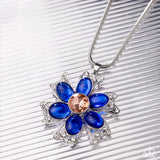 Floral Figurehead - Blue Floral Necklace Paparazzi