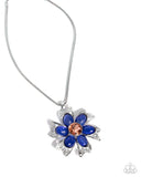 Floral Figurehead - Blue Floral Necklace Paparazzi