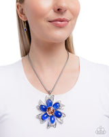 Floral Figurehead - Blue Floral Necklace Paparazzi