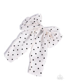 Here We BOW Again - White & Black Polka Dot Hair Clip Paparazzi