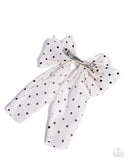 Here We BOW Again - White & Black Polka Dot Hair Clip Paparazzi