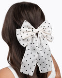Here We BOW Again - White & Black Polka Dot Hair Clip Paparazzi