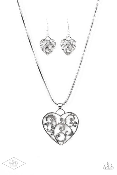 FILIGREE Your Heart With Love - Silver Heart Necklace Paparazzi