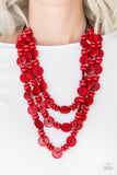 Barbados Bopper - Red Wooden Necklace Paparazzi