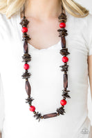 Cozumel Coast - Red Wooden Necklace Paparazzi