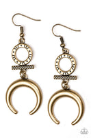 Majestically Moon Child - Brass Earring Paparazzi