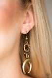 Majestically Moon Child - Brass Earring Paparazzi