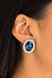 Only FAME In Town - Blue Clip-On Earrings Paparazzi