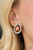 Old Hollywood Opulence - Brown Clip-On Earrings Paparazzi