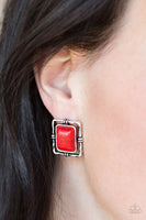 Center STAGECOACH - Red Post Earrings Paparazzi
