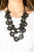 Catalina Coastin - Black Wooden Necklace Paparazzi