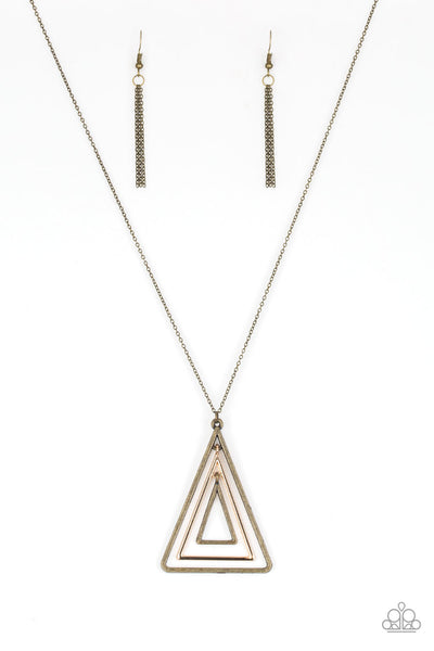 TRI Harder - Brass Necklace Paparazzi