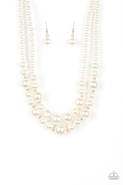 The More The Modest - Gold Pearl Necklace Paparazzi