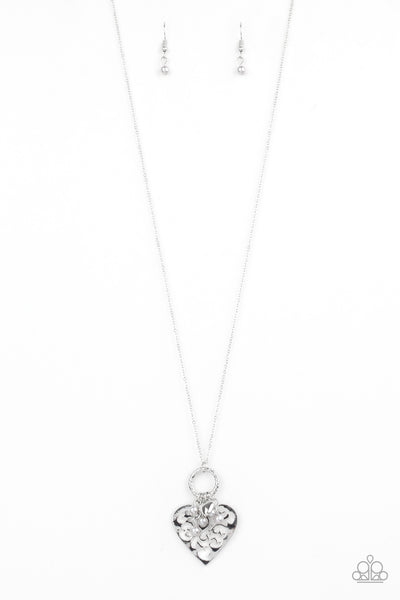 Romeo Romance - Silver Heart Necklace Paparazzi