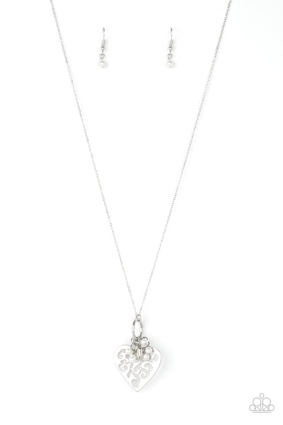 Romeo Romance - White Heart Necklace Paparazzi