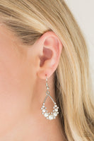 Fancy First - White Earrings Paparazzi