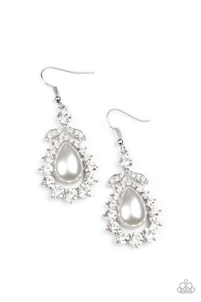 Award Winning Shimmer - White Pear Earrings Paparazzi