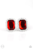 Downtown Dapper - Red Clip-On Earrings Paparazzi