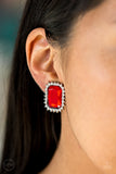 Downtown Dapper - Red Clip-On Earrings Paparazzi