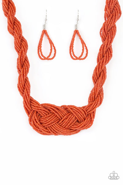 A Standing Ovation - Orange Seed Bead Necklace Paparazzi