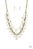 BALLROOM Service - Brass Pearl Necklace Paparazzi