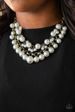 BALLROOM Service - Brass Pearl Necklace Paparazzi