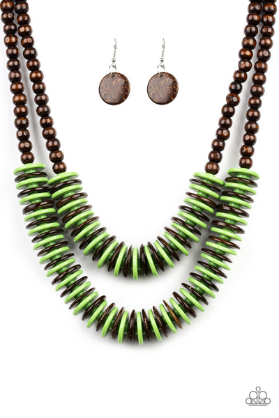 Dominican Disco - Green Necklace Paparazzi