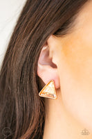 Timeless In Triangles - Gold Clip-On Earrings Paparazzi
