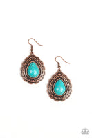 Mountain Mover - Copper/Turquoise Earrings Paparazzi