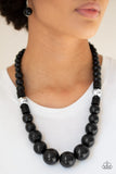 Panama Panorama - Black Wooden Necklace Paparazzi