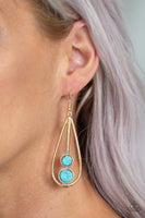 Natural Nova - Gold & Turquoise Earrings Paparazzi