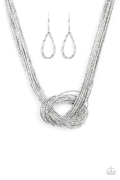 Knotted Knockout - Silver Necklace Paparazzi