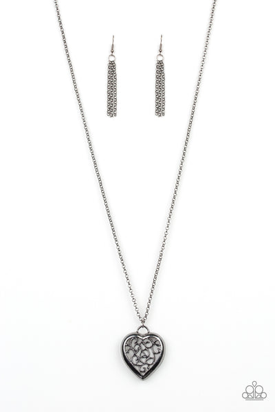Victorian Valentine - Black Heart Necklace Paparazzi